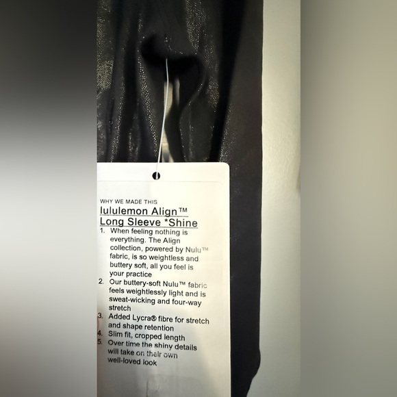 NWT Lululemon Align Black Long Sleeve - Shine - Picture 6 of 6